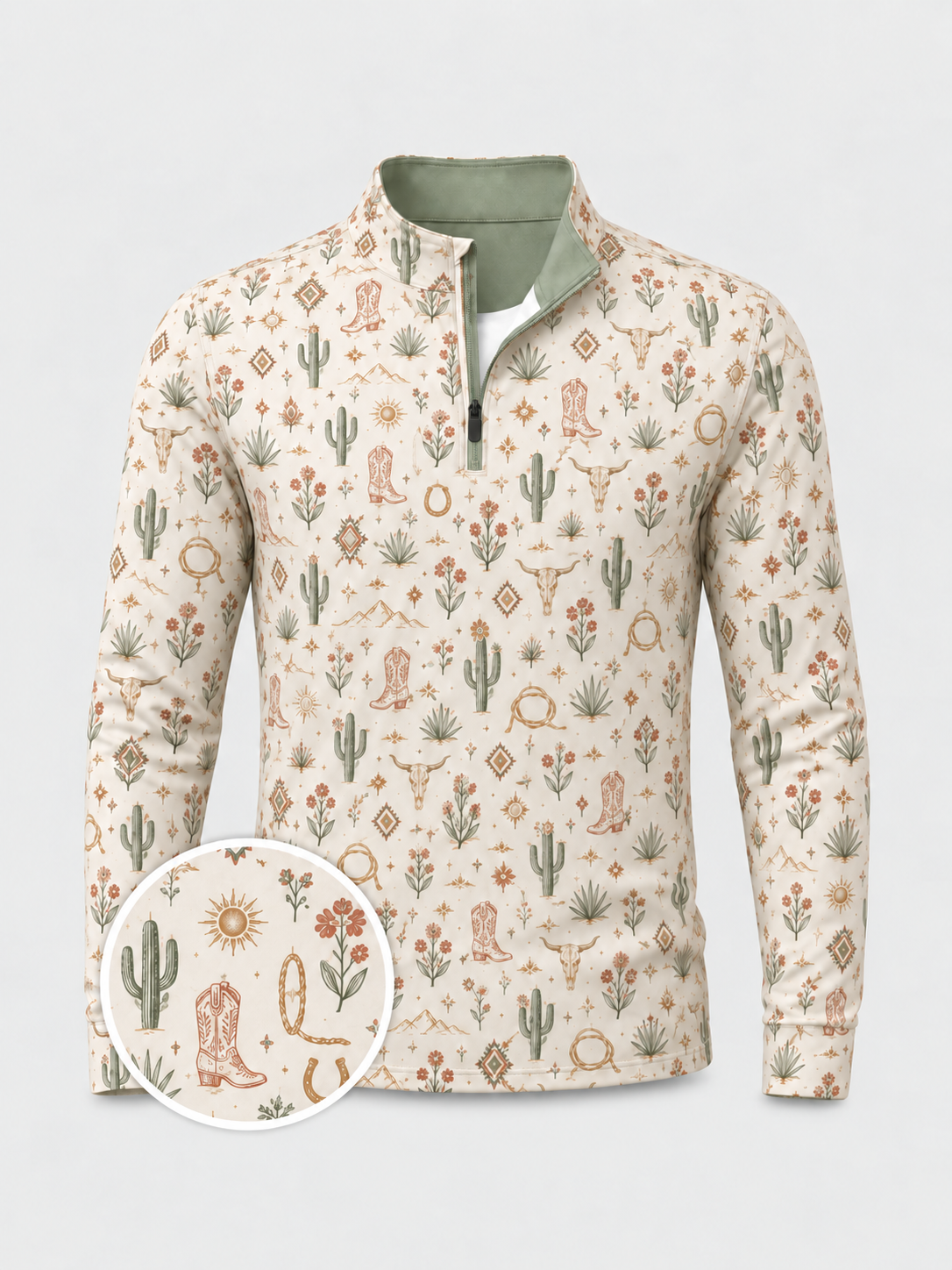 Desert Bloom Western Quarter-Zip Pullover