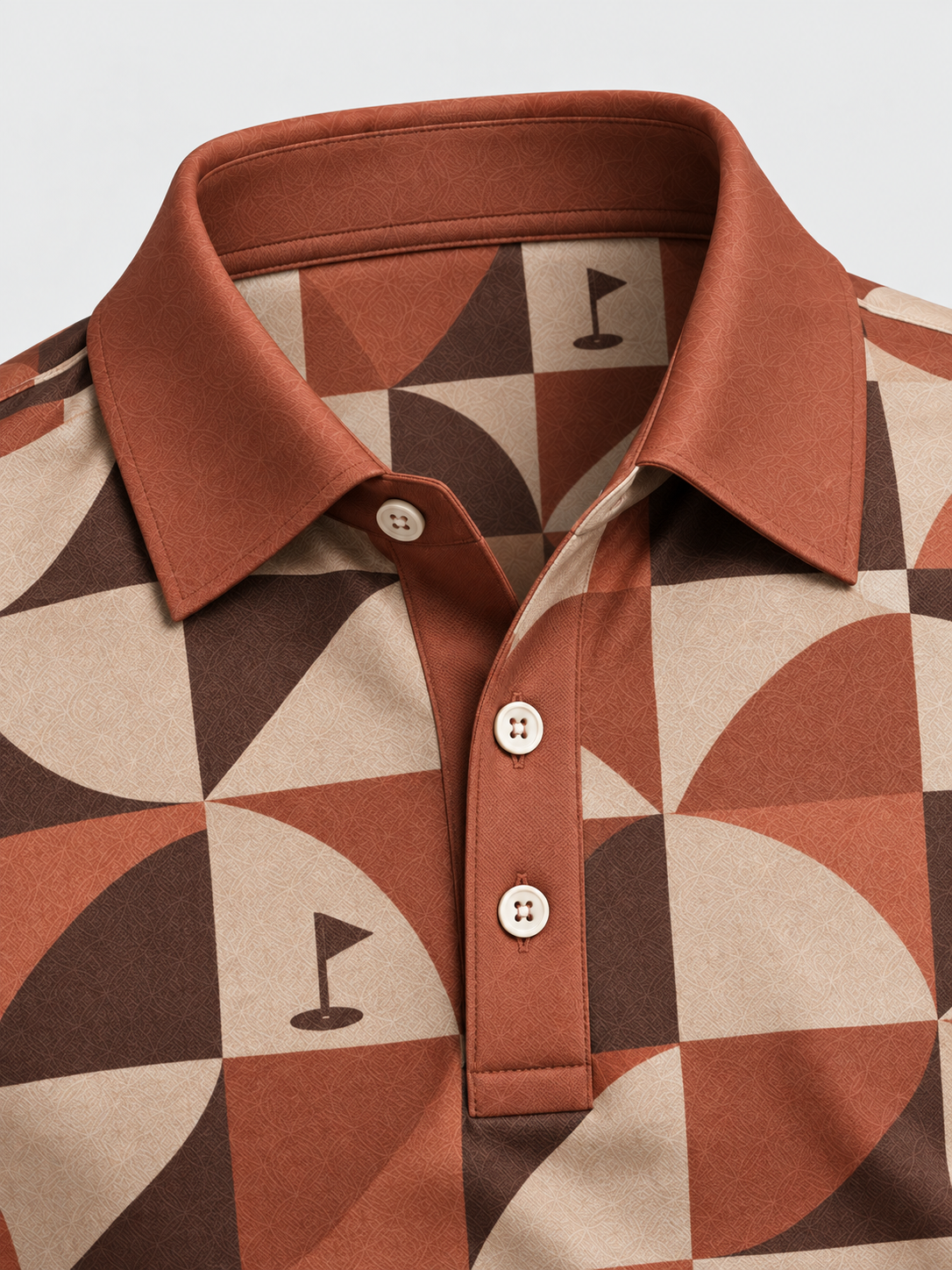 Burnt Sienna Geo Performance Golf Polo