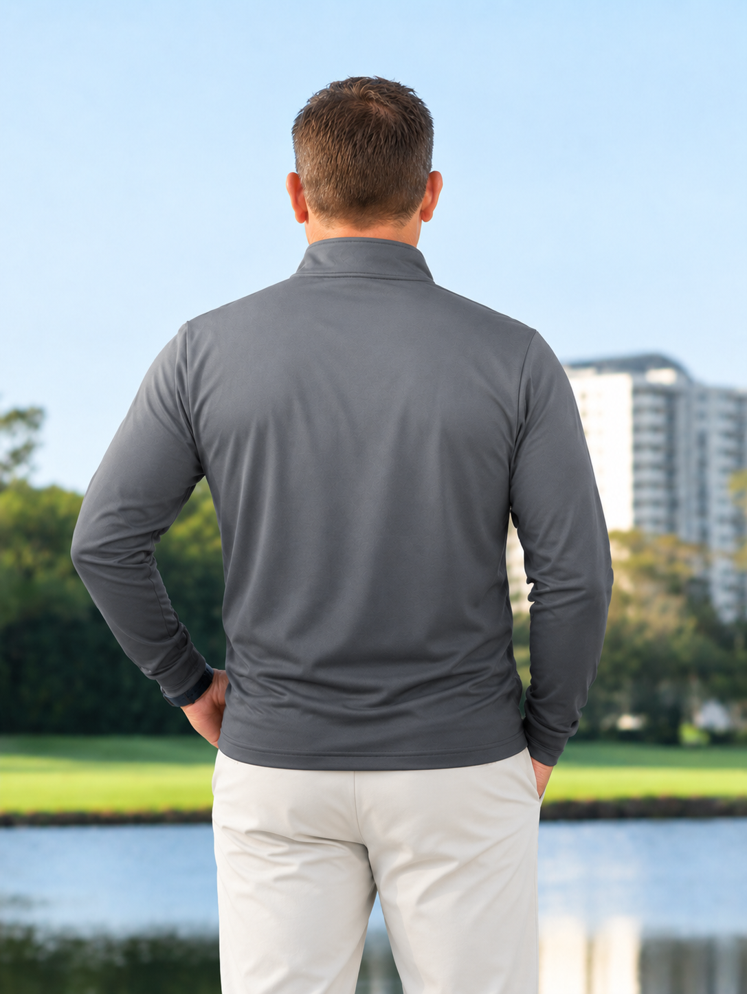 Slate Melange Ombre Golf Quarter-Zip Pullover