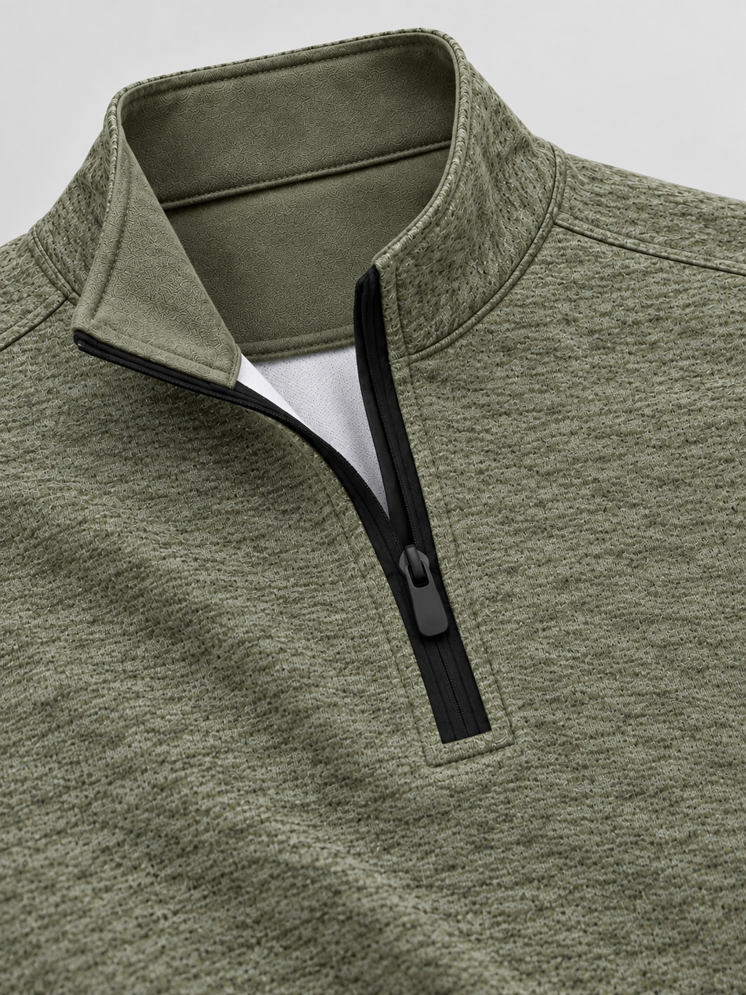 Sage Green Marled Knit Golf Quarter-Zip Pullover