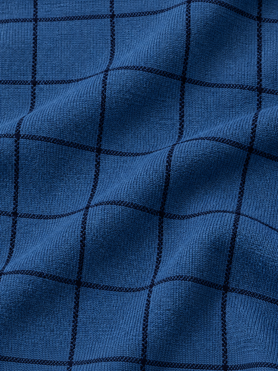 Steel Blue Windowpane Plaid Print Performance Golf Quarter-Zip Pullover