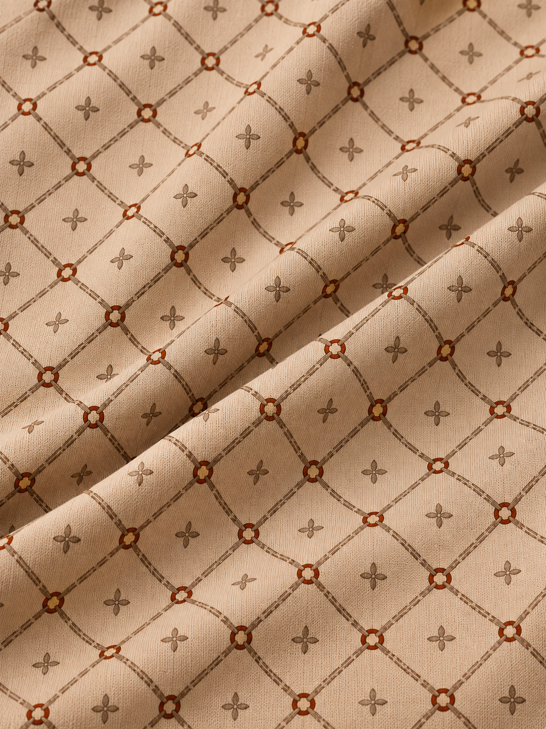 Tan Geometric Print Performance Golf Quarter Zip Pullover