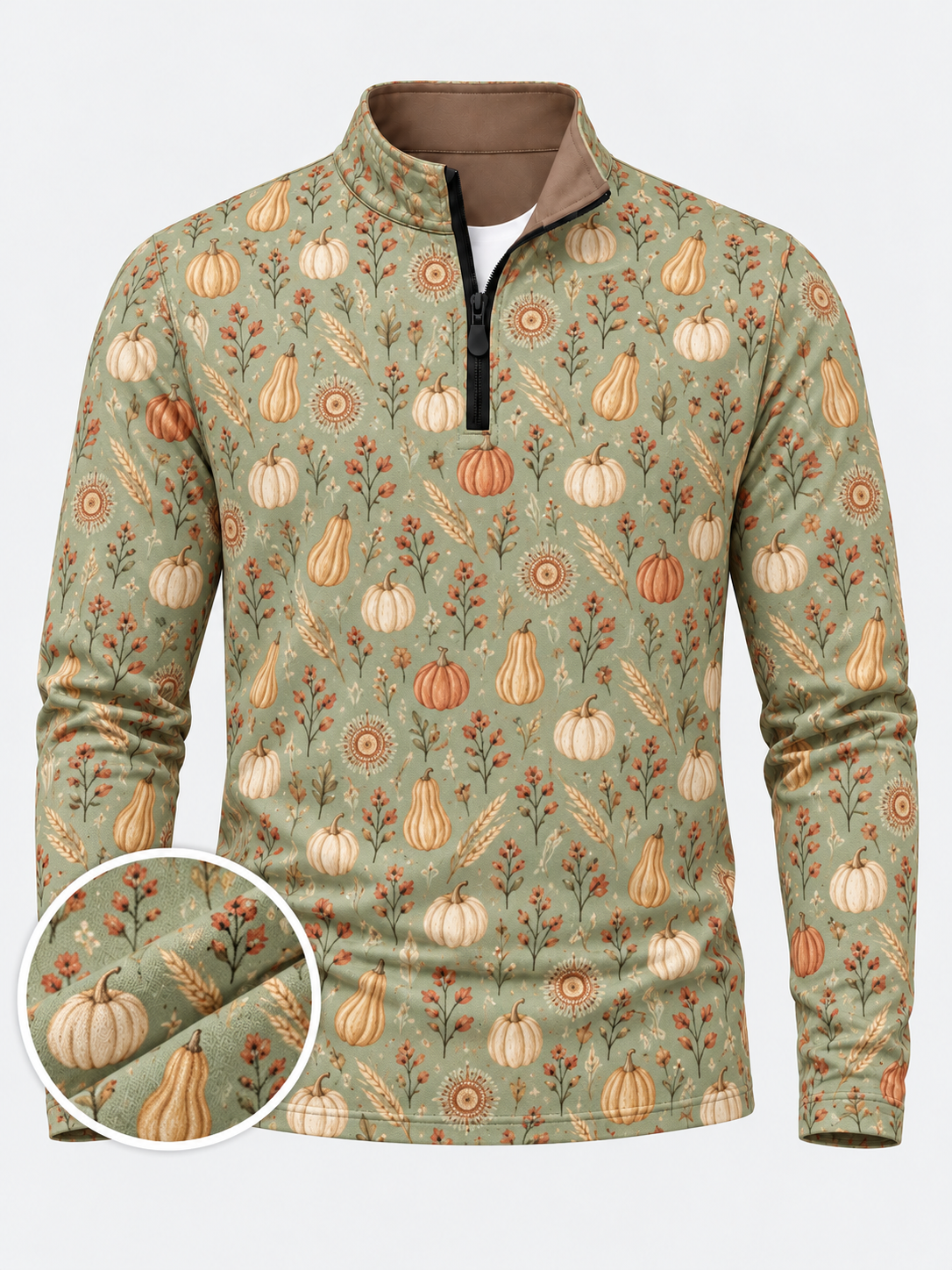Sage Green Pumpkin Performance Golf Quarter-Zip Pullover