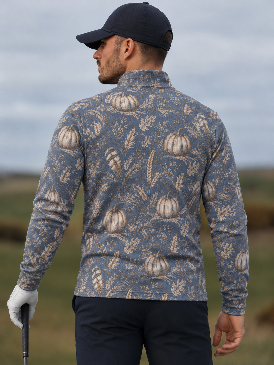 Dusty Blue Pumpkin Performance Golf Quarter-Zip Pullover