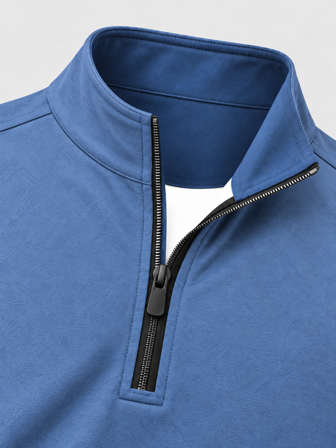 Dusty Blue Textured Performance Golf Quarter-Zip Pullover