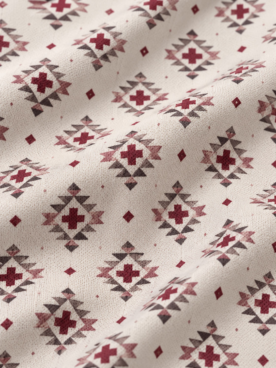 Red Geometric Performance Golf Polo