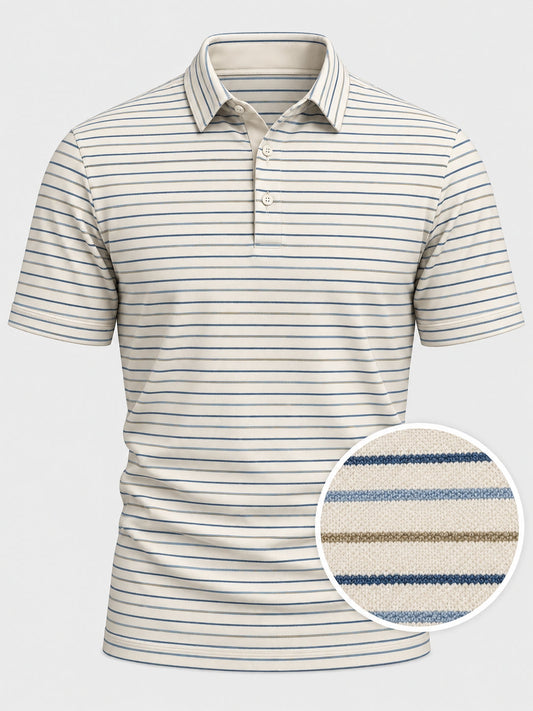 Seaside Pinstripe Performance Golf Polo
